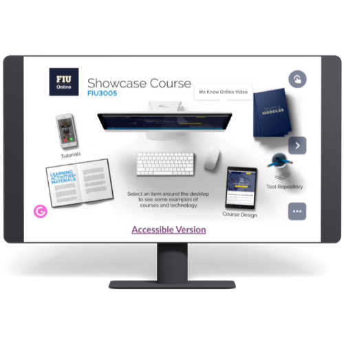 The Showcase Course was developed as a comprehensive resource to support faculty in building online courses. It features example designs and tools used to help faculty and instructional designers create engaging, consistent, and transparent courses.